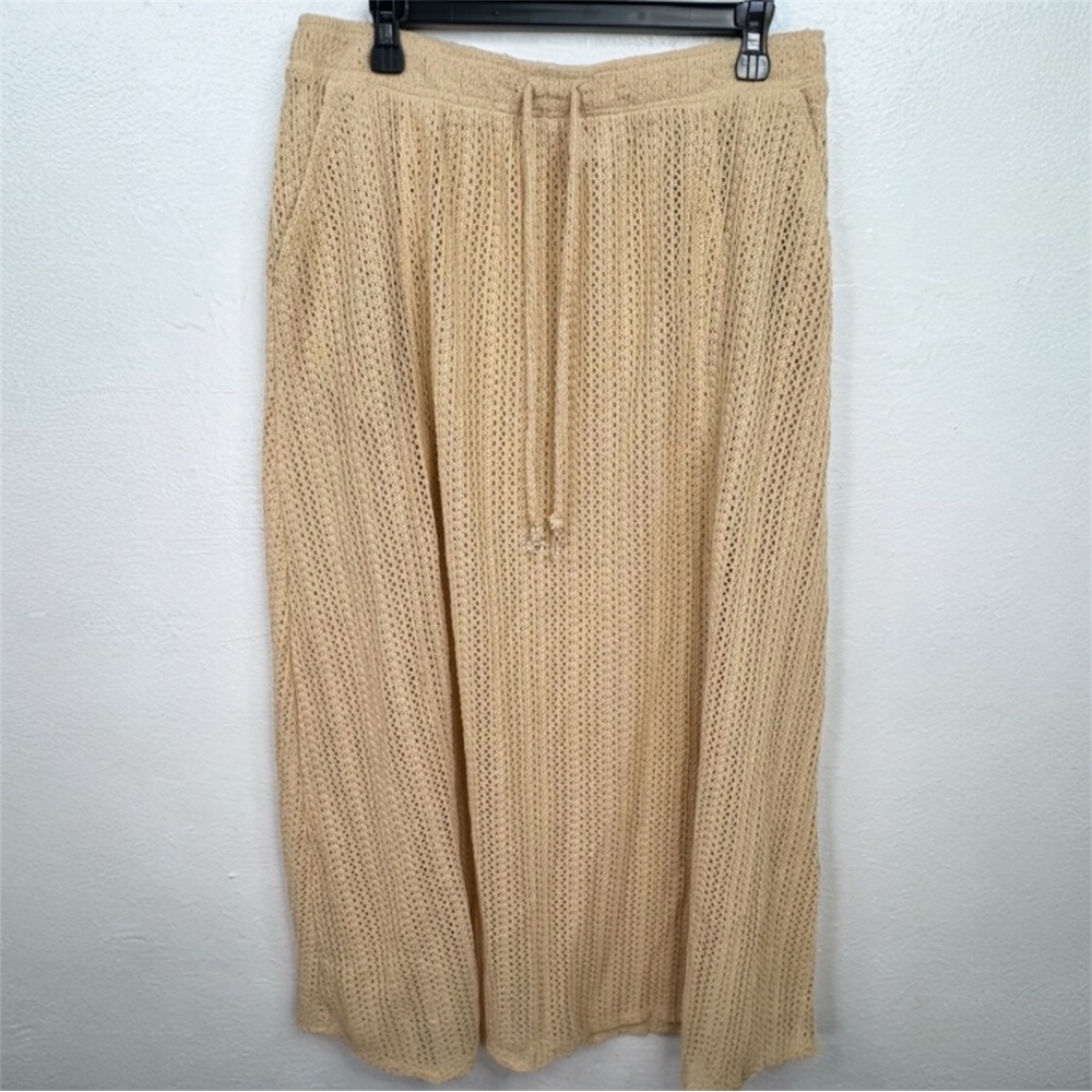 C&C California Skirt Swim Cover XL Beige Open Knit Crochet Maxi Drawstring
